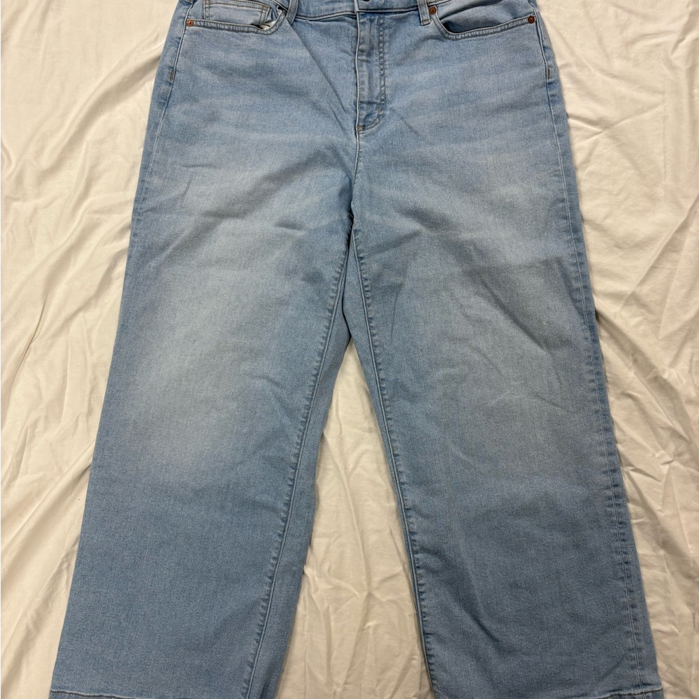 Lands' End Women's Recover High Rise Wide Leg Jeans Light Wash Size 16W